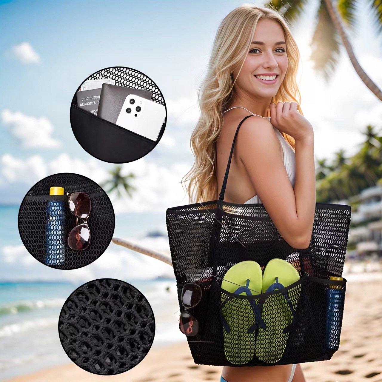 Double Layer Mesh Beach Bag