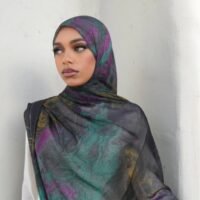 Imitation Silky Chiffon double-sided permeation printing hijab