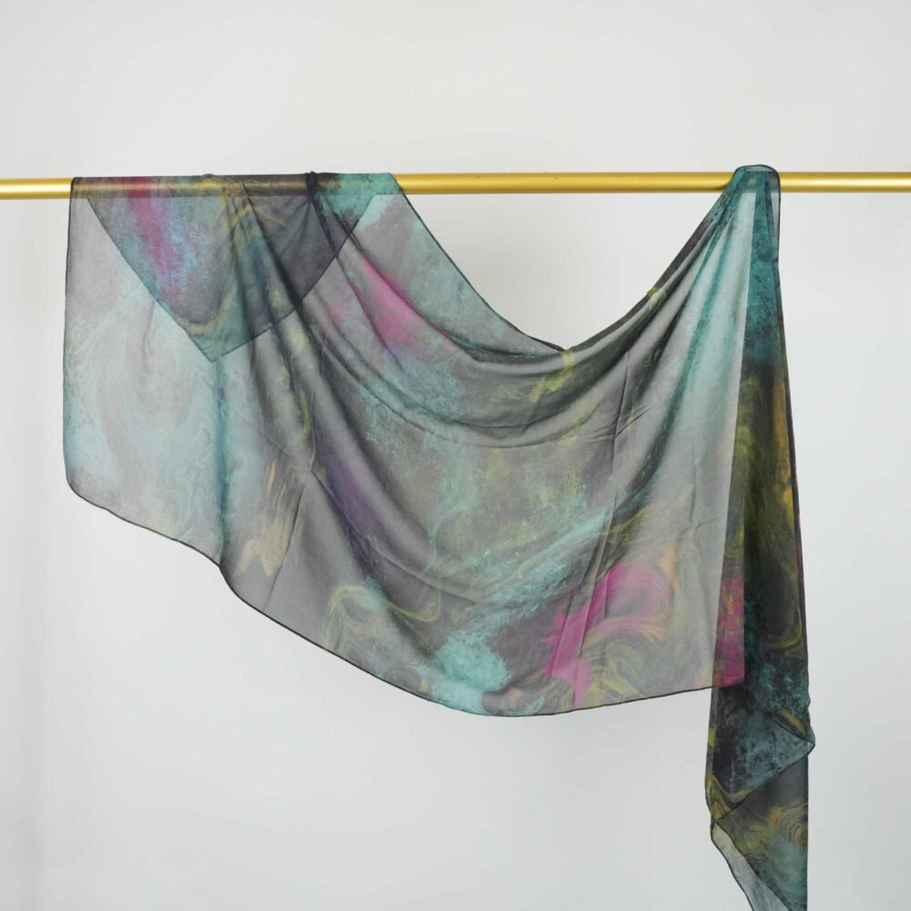 Imitation Silky Chiffon double-sided permeation printing hijab - Image 17