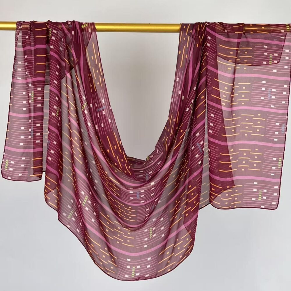 Imitation Silky Chiffon double-sided permeation printing hijab - Image 18