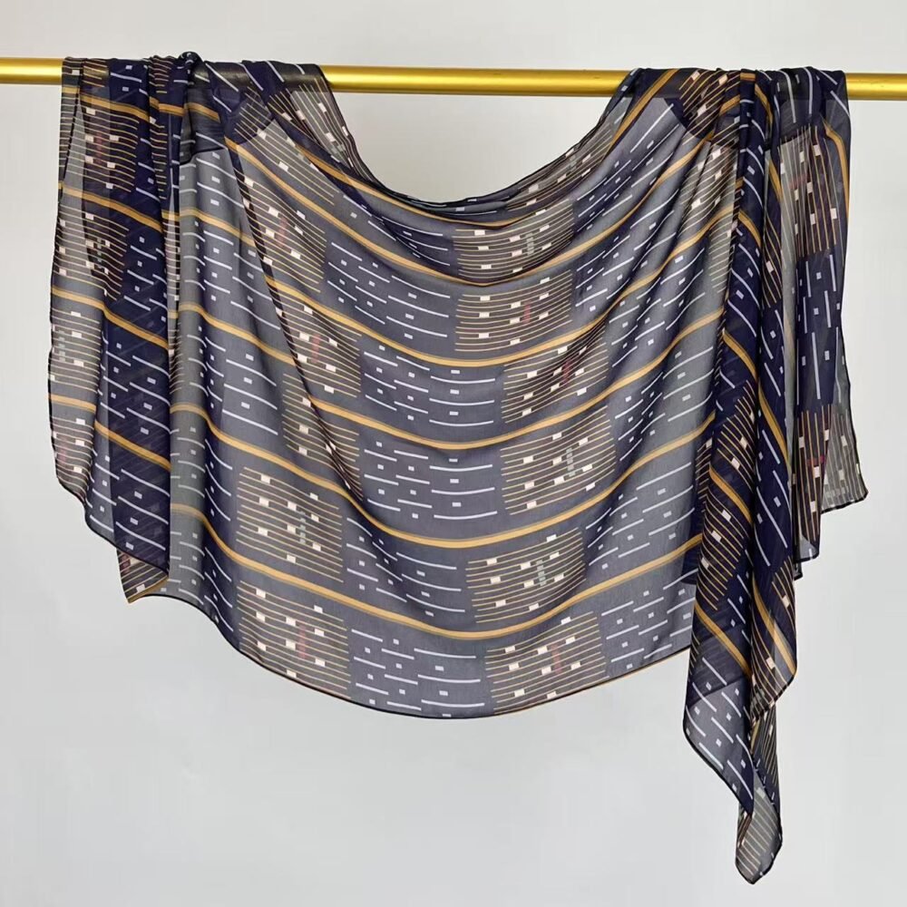 Imitation Silky Chiffon double-sided permeation printing hijab - Image 19