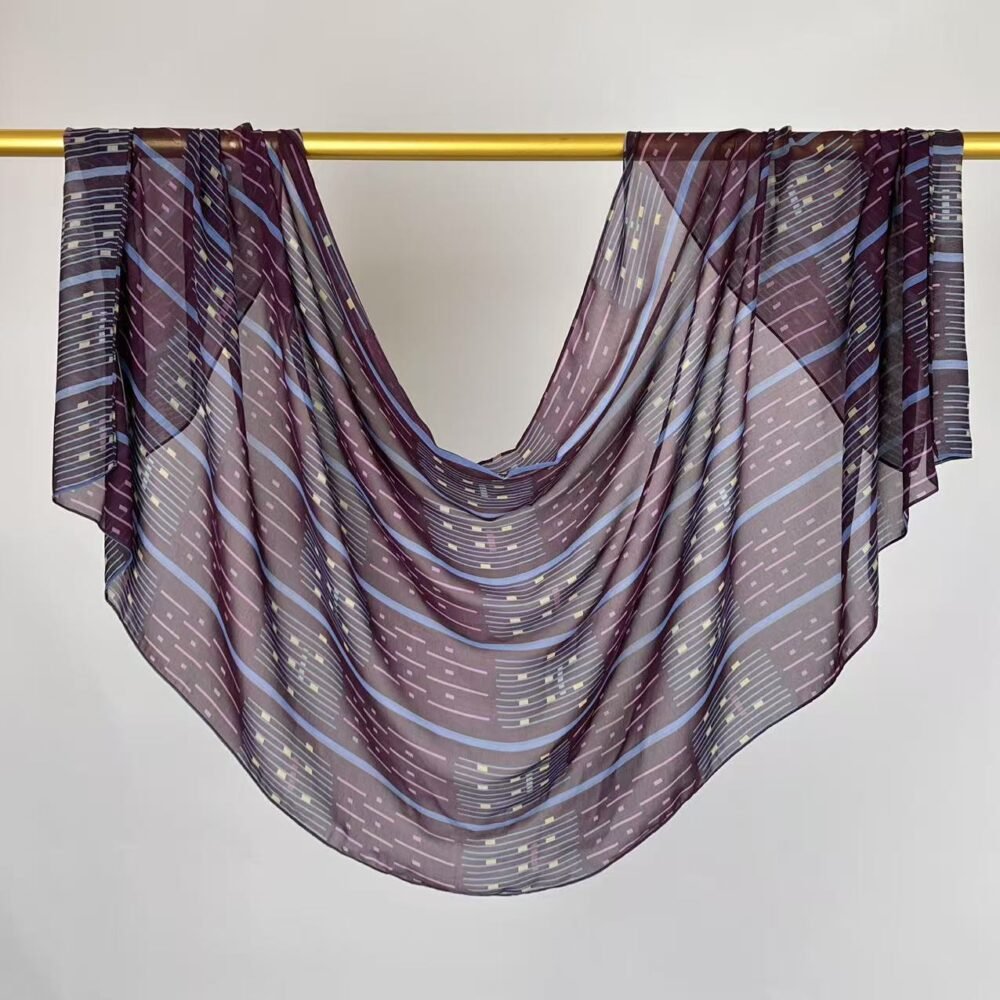 Imitation Silky Chiffon double-sided permeation printing hijab - Image 21