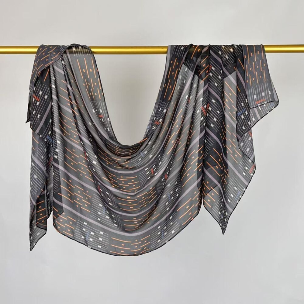 Imitation Silky Chiffon double-sided permeation printing hijab - Image 22