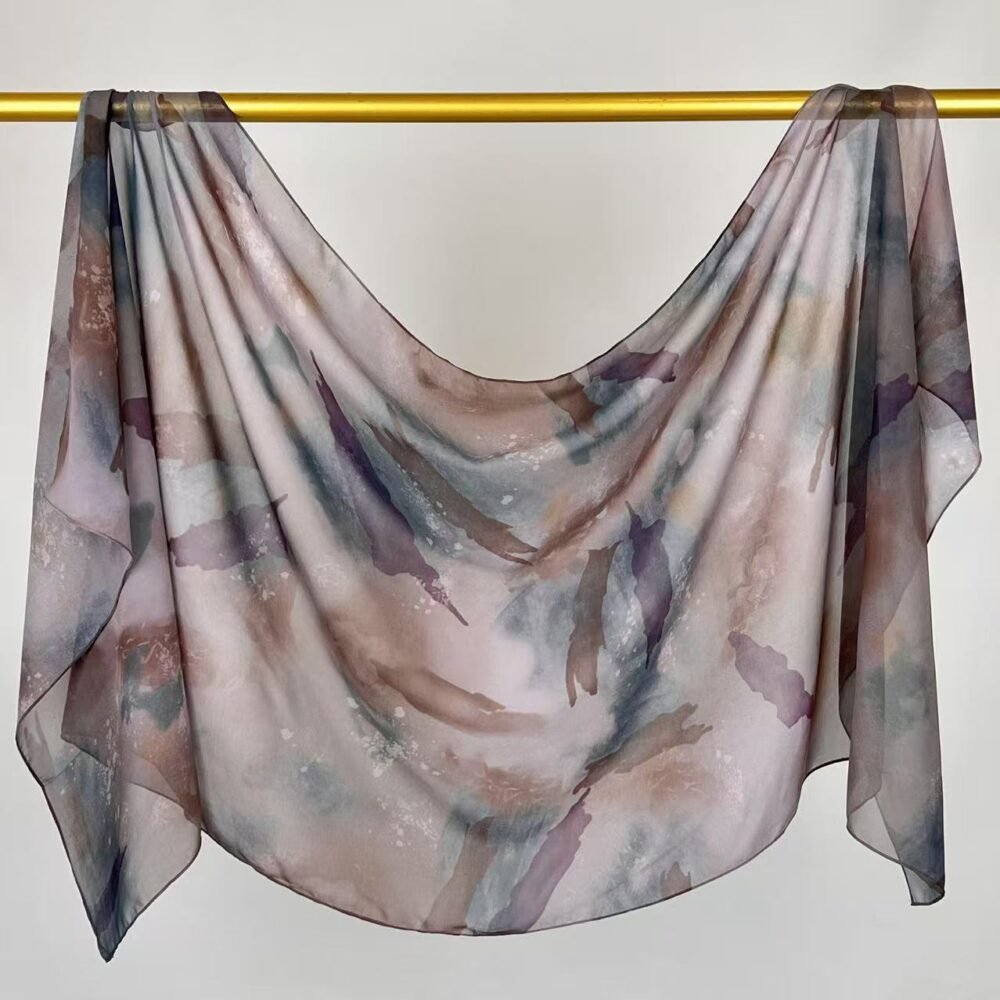 Imitation Silky Chiffon double-sided permeation printing hijab - Image 31