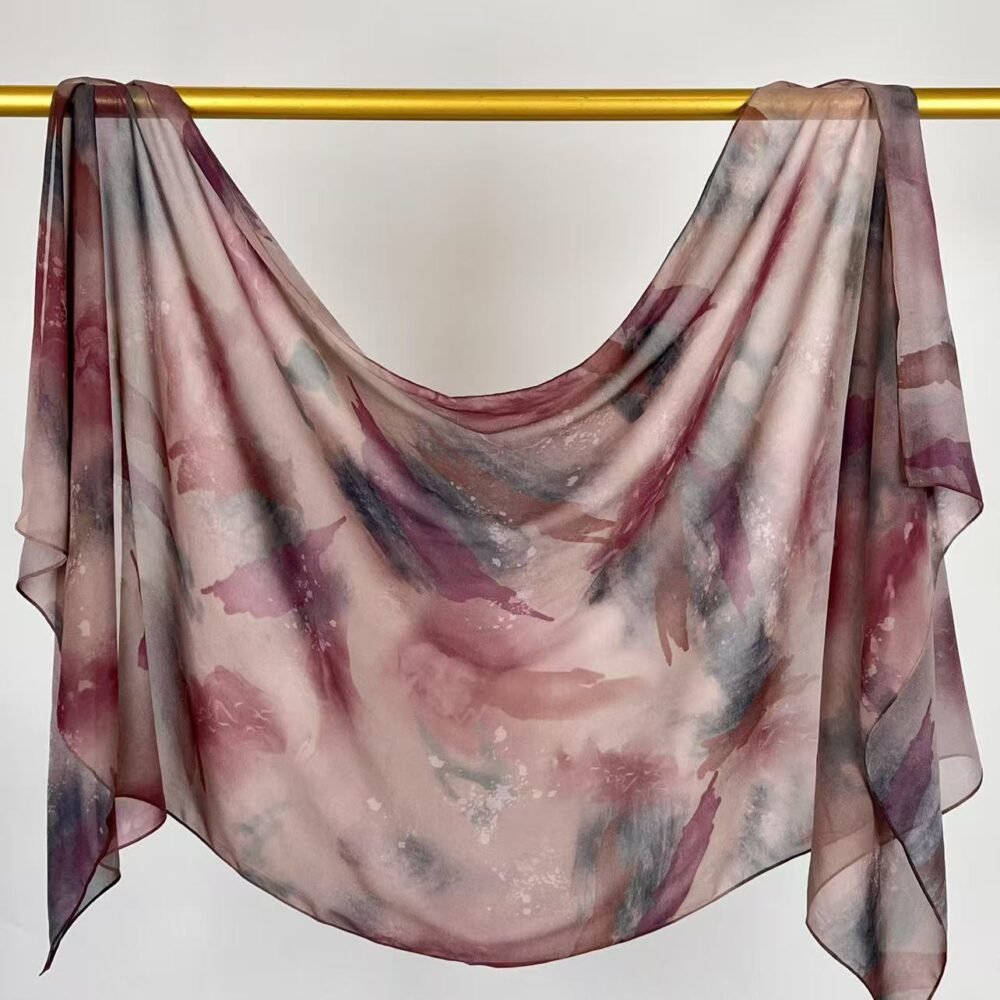Imitation Silky Chiffon double-sided permeation printing hijab - Image 32