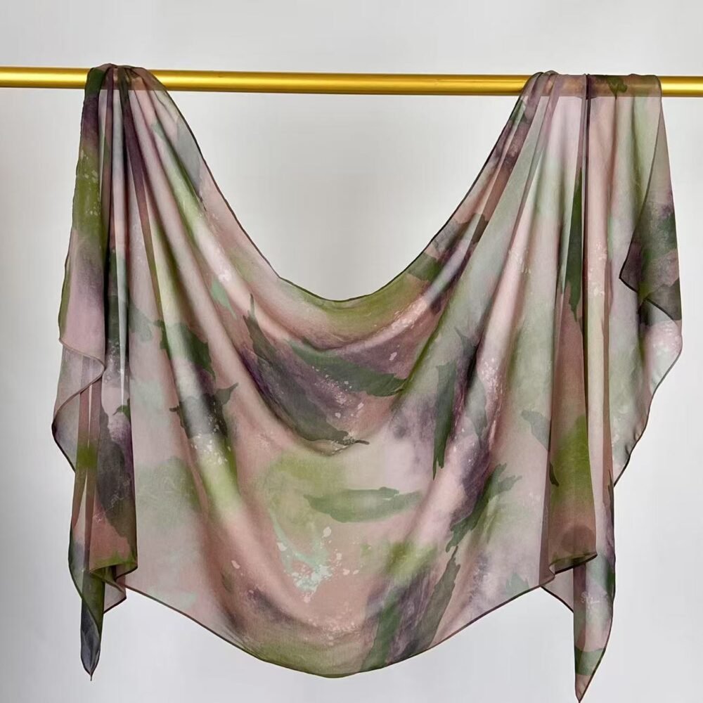 Imitation Silky Chiffon double-sided permeation printing hijab - Image 33