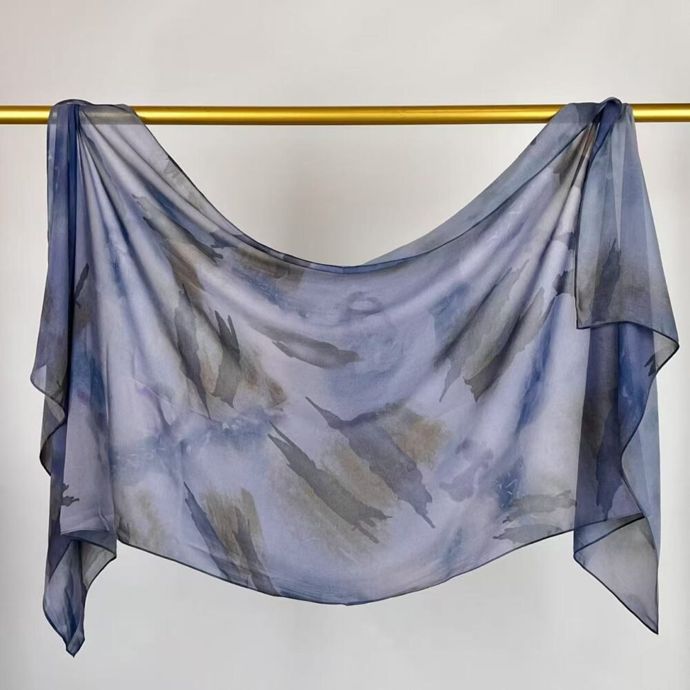Imitation Silky Chiffon double-sided permeation printing hijab - Image 35