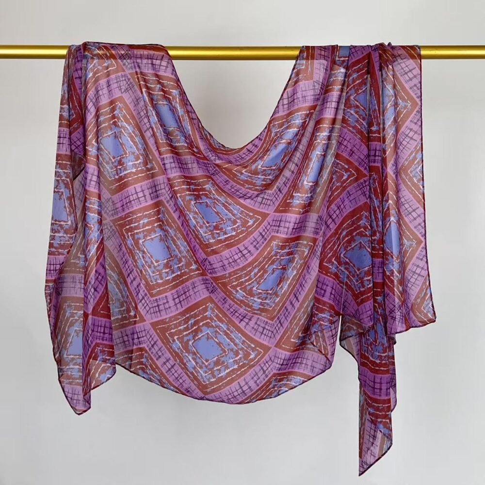 Imitation Silky Chiffon double-sided permeation printing hijab - Image 38