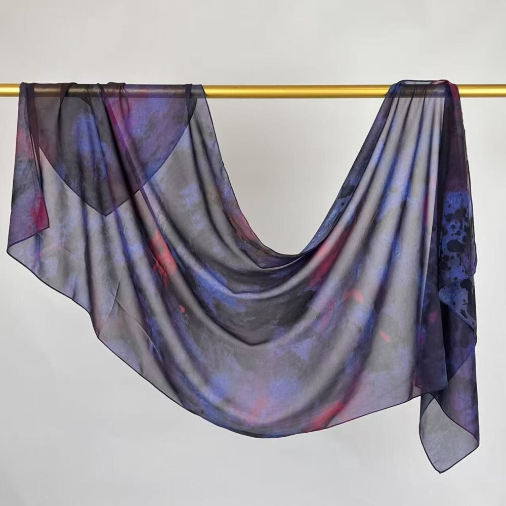 Imitation Silky Chiffon double-sided permeation printing hijab - Image 60