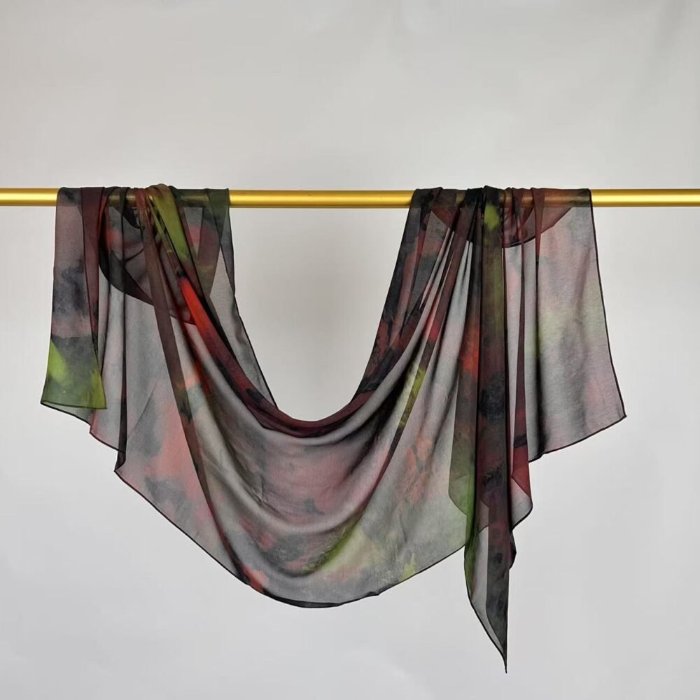 Imitation Silky Chiffon double-sided permeation printing hijab - Image 62