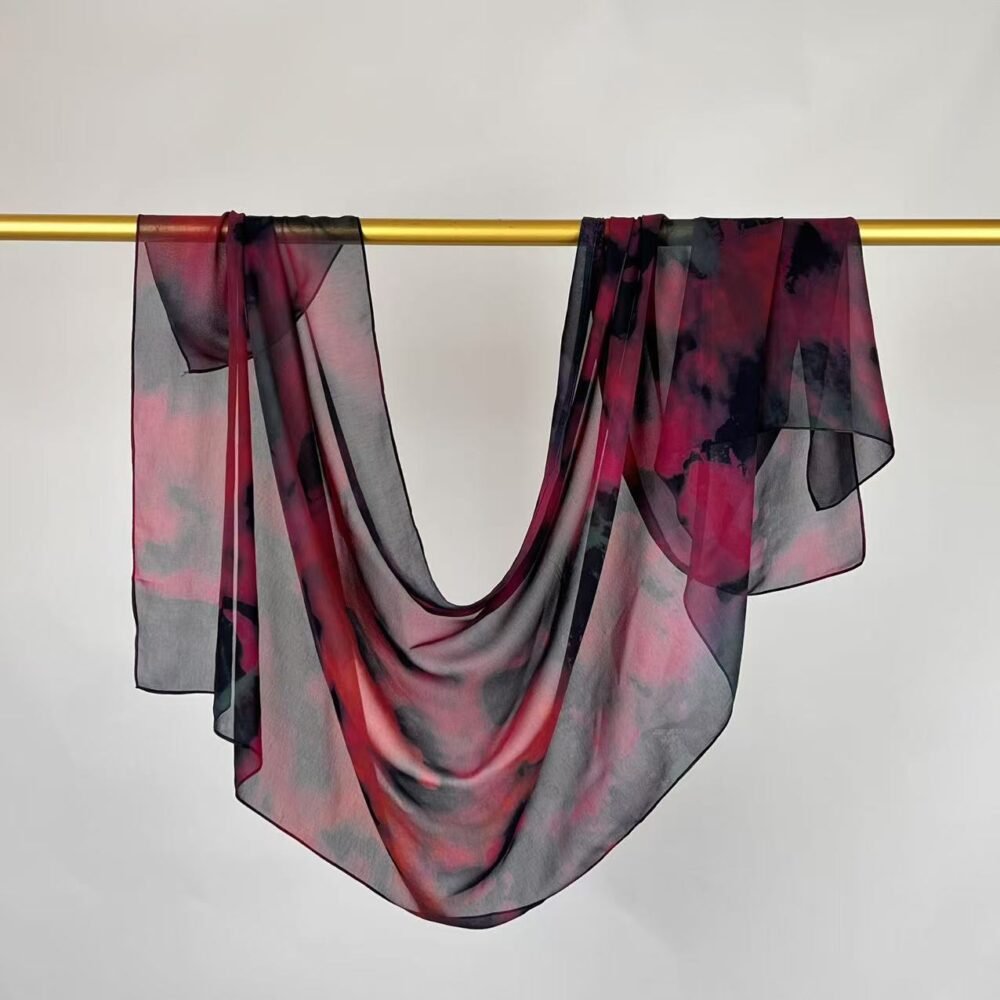Imitation Silky Chiffon double-sided permeation printing hijab - Image 63
