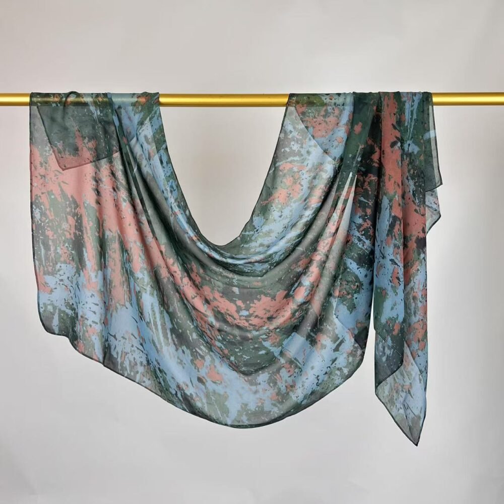 Imitation Silky Chiffon double-sided permeation printing hijab - Image 71
