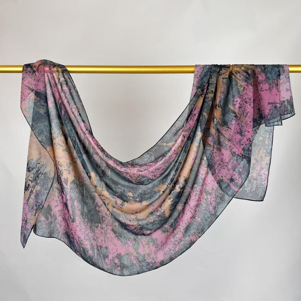 Imitation Silky Chiffon double-sided permeation printing hijab - Image 72